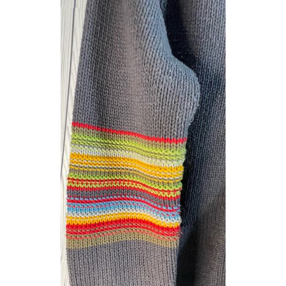 Retro 90s Gray Rainbow Striped Lizwear Cardigan Size Large - Picture 5 of 7